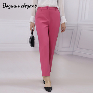 柏媛九分西装直筒裤女显瘦烟管工作通勤宽松职业裤子高腰职业西裤