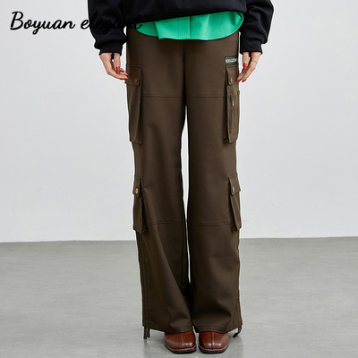 美式高级显瘦多口袋休闲工装裤女