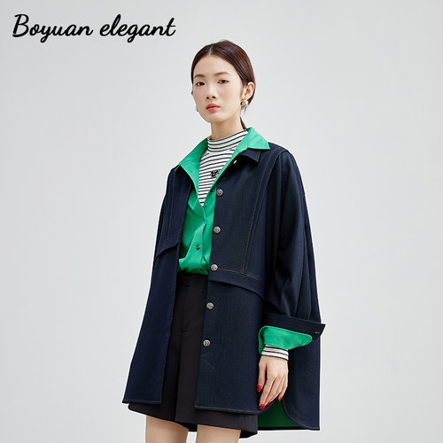 时尚复古高级宽松显瘦牛仔外套女