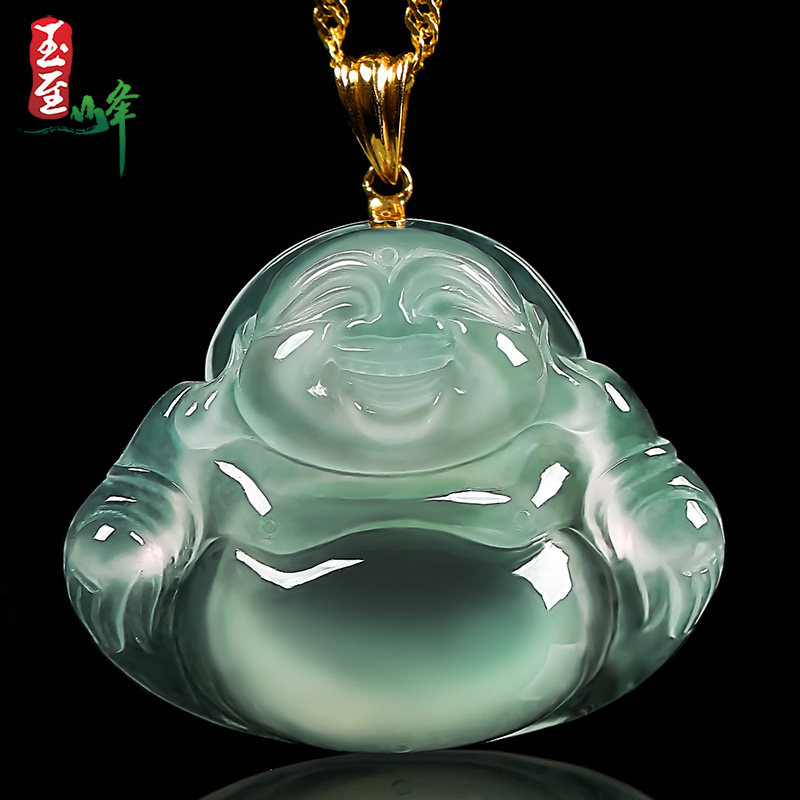 Myanmar Emerald Ice 18K Jin Xiang Yu Maitreya Buddha Pendant Female models jade Laughing Buddha Pendant Buddha Gongin the Jewelry/Diamond/Jade/Gold , Jade (New) , Choker  category - from Buy2taobao.com to provide professional Taobao agent buy service