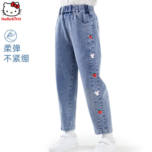 春秋女童牛仔裤凯蒂猫