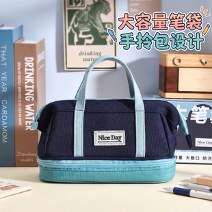 新款房子笔袋儿童女孩小学生双层皮质防水文具铅笔盒子KBX-1125