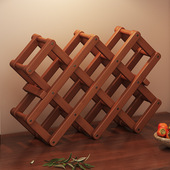 桌面简易红酒架楠竹置物架免安装 格子葡萄酒架摆件酒柜红酒展示架