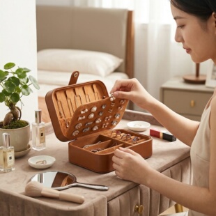 复古首饰盒轻奢高级感饰品首饰收纳盒项链耳环耳钉戒指珠宝收纳盒