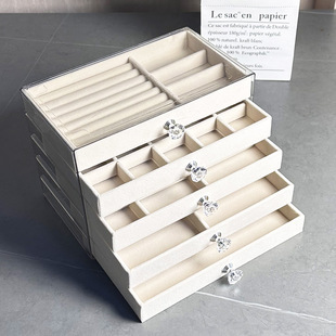 绒布首饰盒耳钉耳饰手镯收纳架饰品展示盒塑料 新品 多层抽屉式