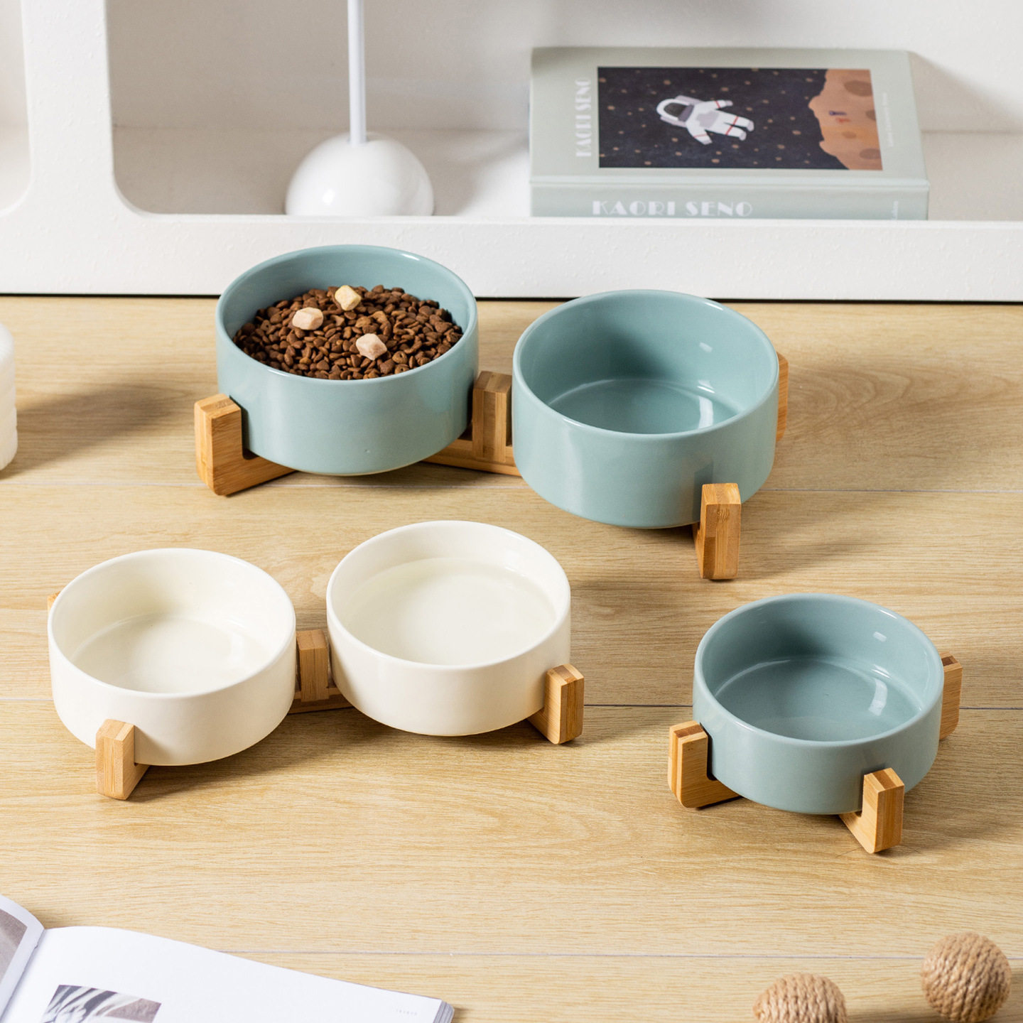 简约风亮光直口碗带纵横木架陶瓷猫碗狗碗防打翻宠物碗猫粮碗水碗,宠物/宠物食品及用品,宠物智能碗,淘宝优惠券,粉丝福利购,淘宝优惠卷