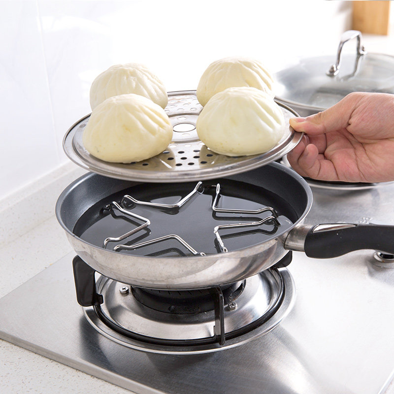 不锈钢五角形隔水蒸架隔热沥水架子 家用厨房置物架蒸锅蒸菜支架