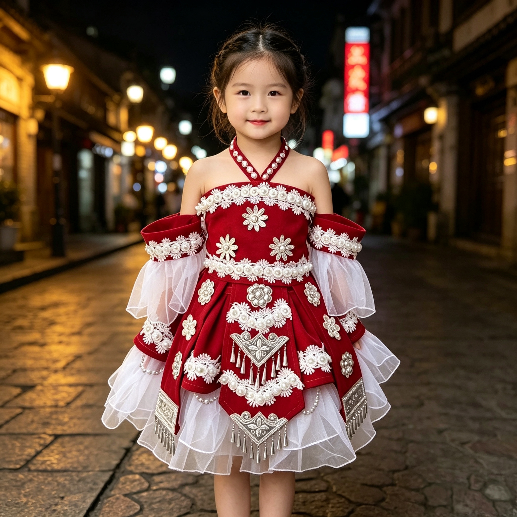 新款儿童苗疆少女红色套装超仙民族苗疆苗族写真显瘦全套旅拍服装