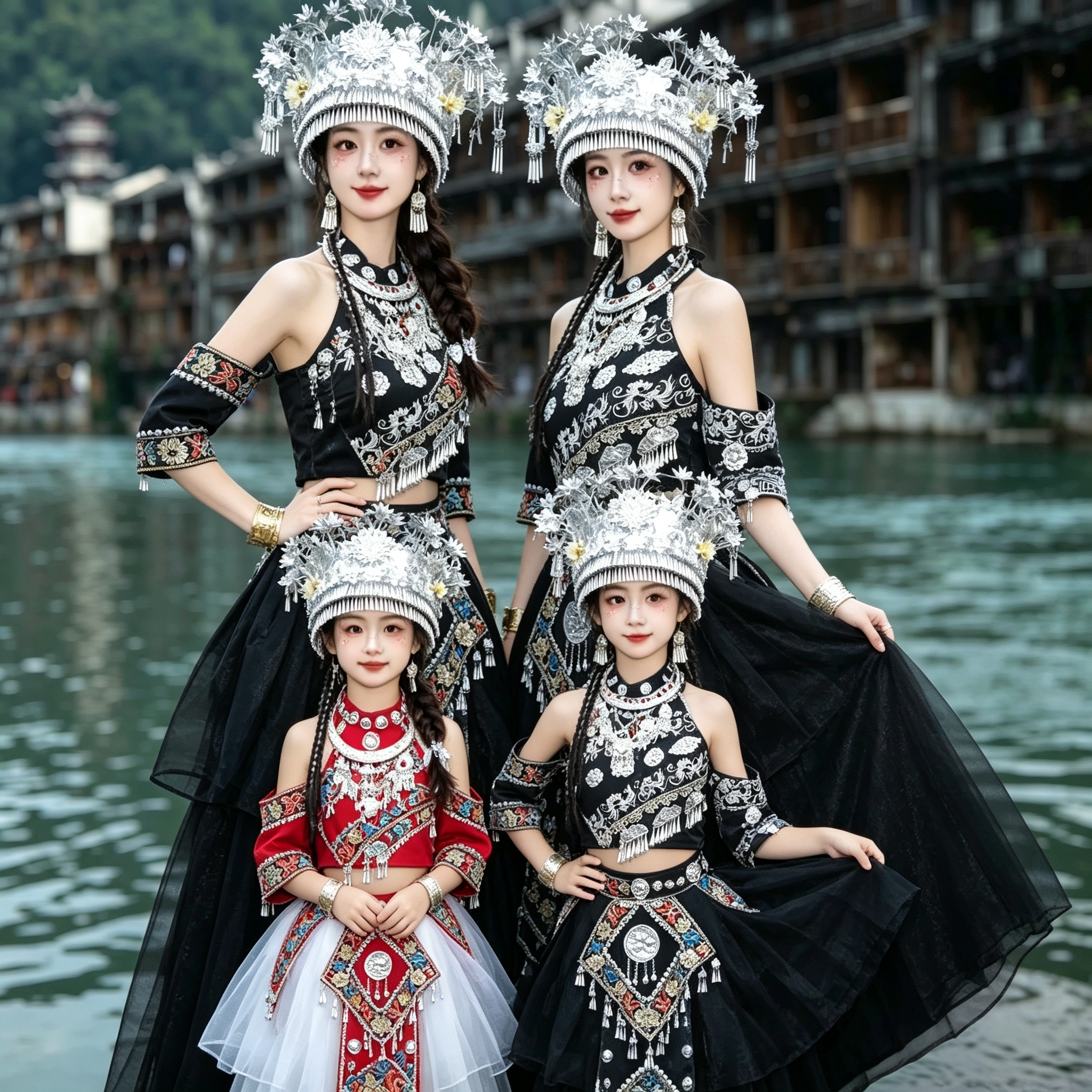 新款苗疆少女服装黑色套装超仙民族苗疆苗族写真显瘦全套旅拍服装