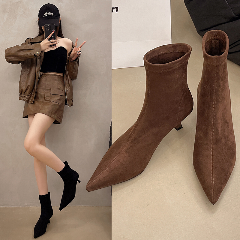 3厘米短靴女春秋单靴时装小跟靴