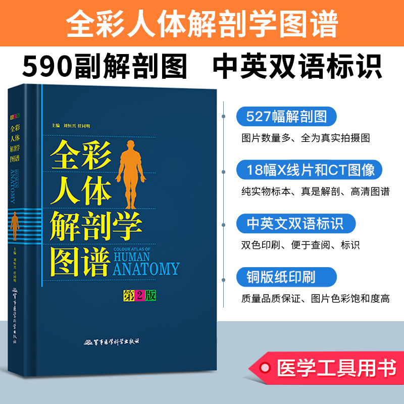 全彩人体解剖学图谱专科本科生专用书籍医学生奈特人体结构彩色学图谱军事医学科学社断层解剖3d系统速记构造类书籍医疗人卫生图册-封面