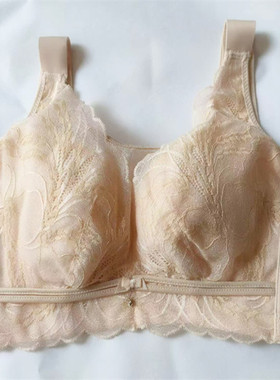 蕾丝抹胸防走光薄杯舒适无钢圈文胸罩聚拢调整型收副乳女内衣38A