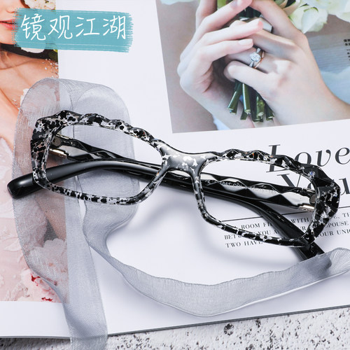 时尚豹纹装饰眼镜框女可配近视