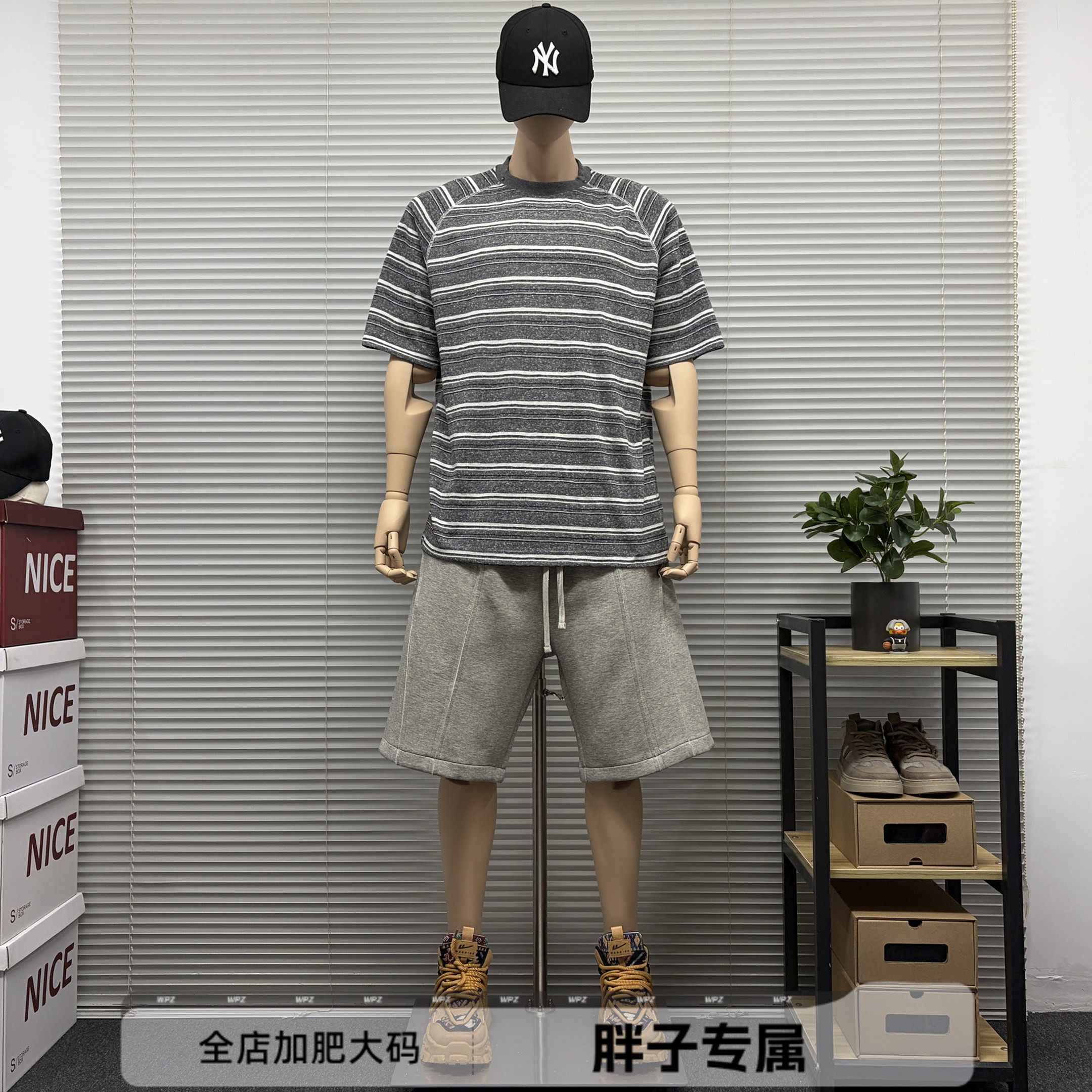 薄款搭配一套短袖短裤男士夏季装加肥大码胖子肥佬五分中袖海魂衫