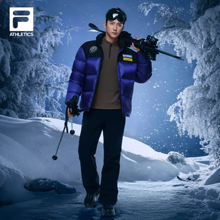 FILA斐乐官方男士 滑雪运动加绒直筒裤 长裤 新款 2025冬季 黄景瑜同款