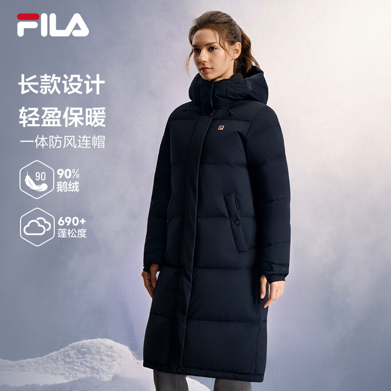 斐乐鹅绒羽绒丨FILA女士中长款羽绒服26冬季防风保暖运动保暖外套