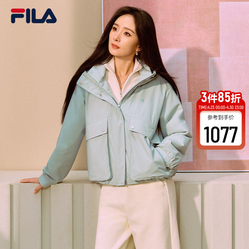【杨幂同款】FILA斐乐女棉服2026春新款休闲宽松保暖花苞连帽外套