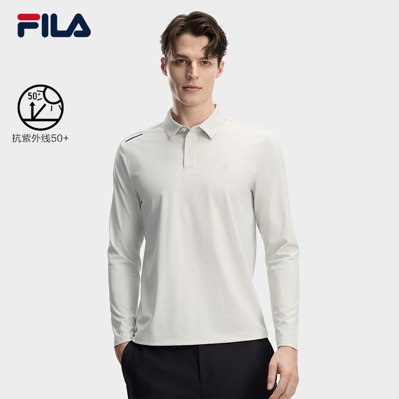 FILA 斐乐官方男子针织长袖POLO衫2026春季新款简约基础防晒上衣