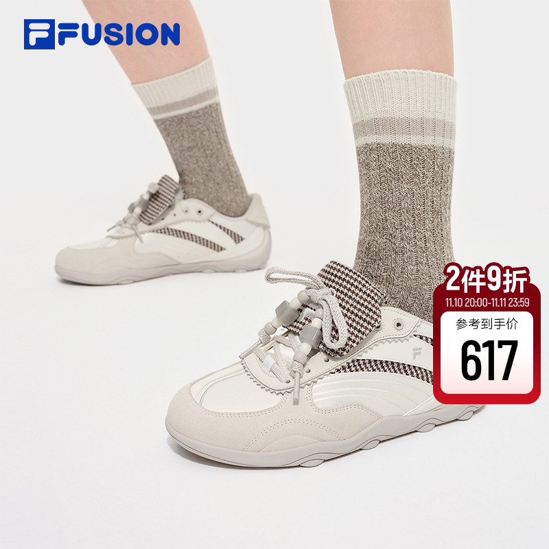 FILA FUSION斐乐潮牌女鞋FLORA 机能潮鞋2025冬季新款薄底休闲鞋