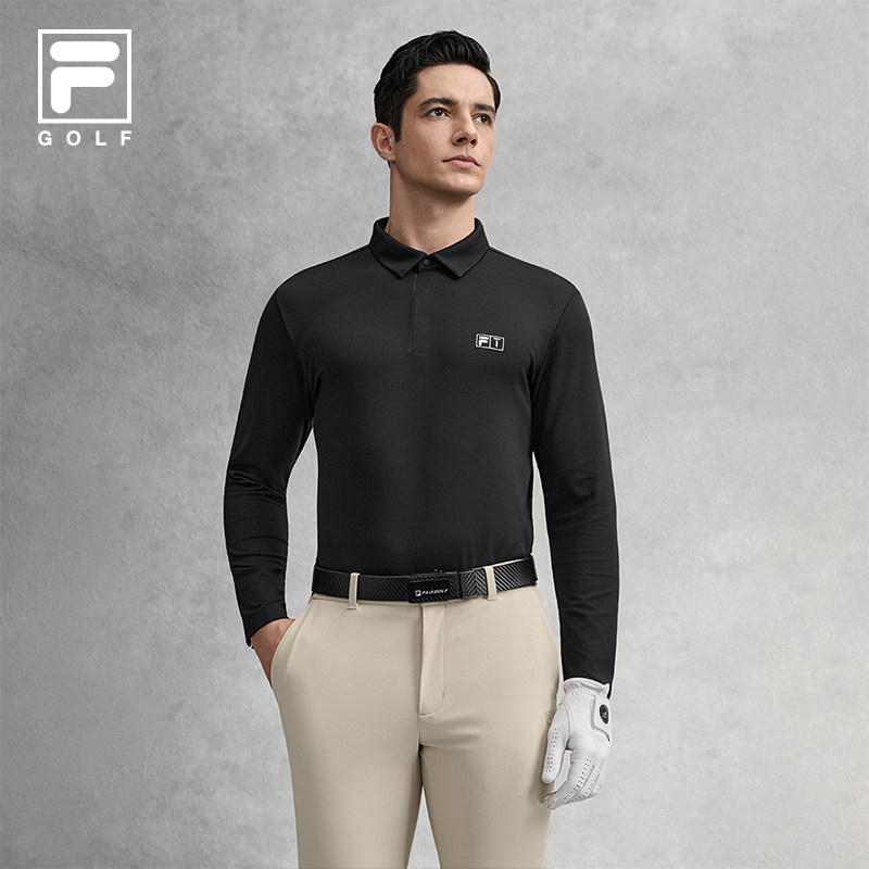 FILA 斐乐官方男子针织长袖POLO衫2026春新款高尔夫运动基础上衣
