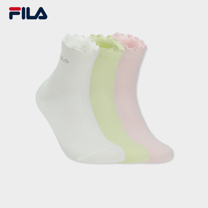 FILA 斐乐官方女袜新款中腰袜套装运动袜舒适抗菌袜子中筒袜3双