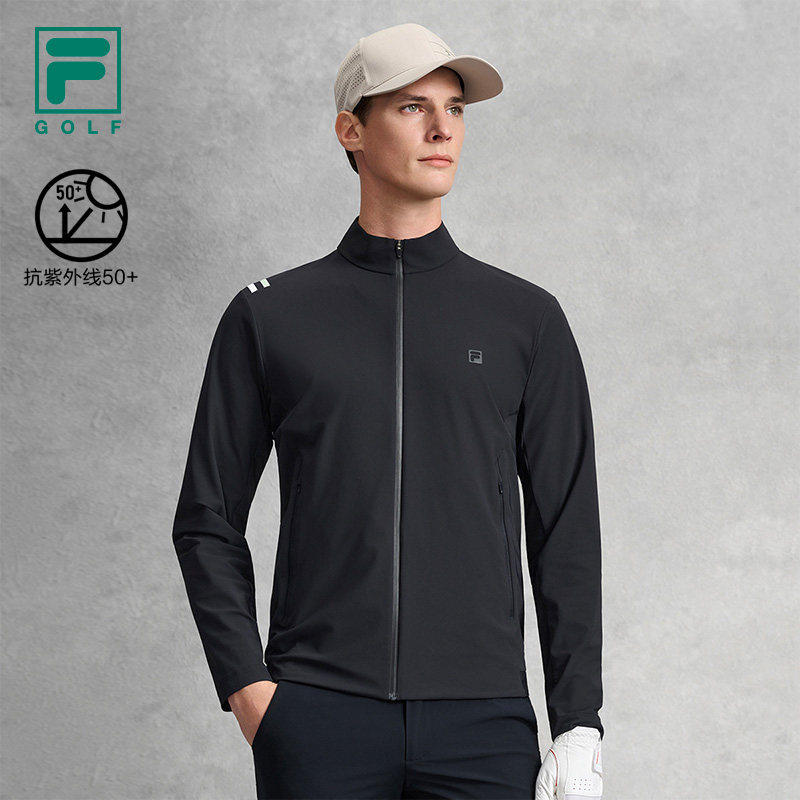 FILA 斐乐官方男士针织长袖外套2026夏季新款高尔夫运动防晒上衣