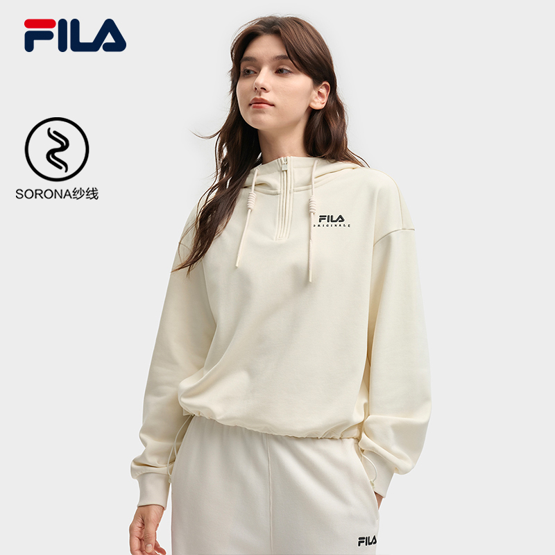FILA 斐乐官方女子连帽卫衣2025秋新款时尚休闲舒适针织长袖上衣