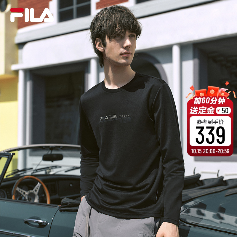 黄景瑜同款FILA 斐乐官方男长袖T恤秋季新款时尚圆领运动长T上衣