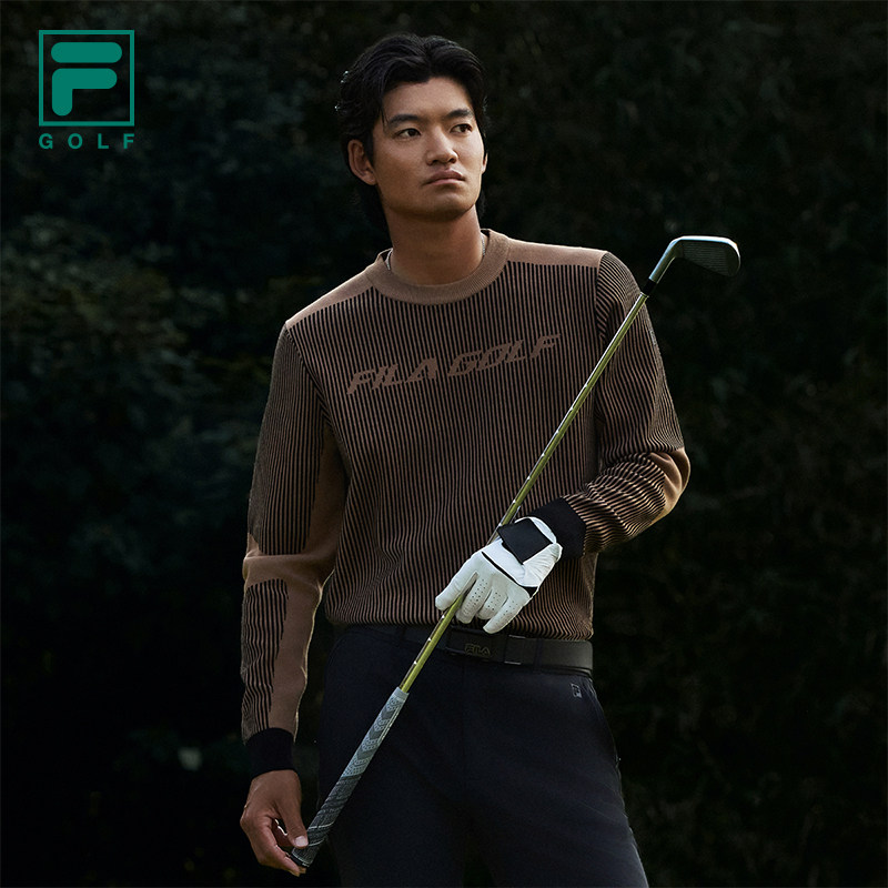 许龙一同款FILA斐乐官方男编织衫冬季新款高尔夫运动套头保暖毛衣