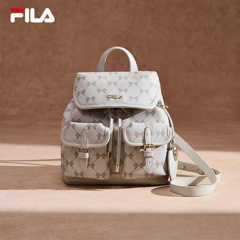 背包|FILA 斐乐官方女包新款时尚满印休闲出游双肩包小书包随身