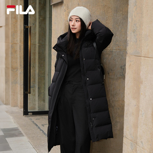 时尚 FILA 新款 羽绒服2025冬季 休闲连帽保暖外套 斐乐官方女士长款