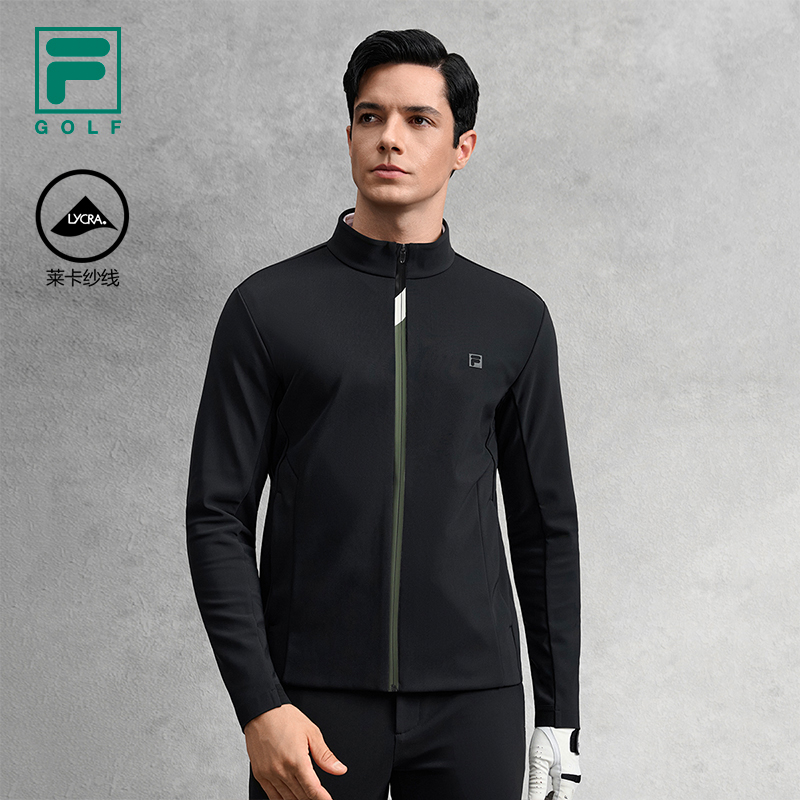 FILA 斐乐官方男士针织长袖外套2025冬季新款高尔夫运动基础上衣