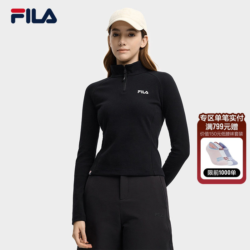 杨幂同款FILA 斐乐官方女子针织长袖衫2025冬季新款插肩袖长T,运动服/休闲服装,运动T恤,淘宝优惠券,粉丝福利购,淘宝优惠卷