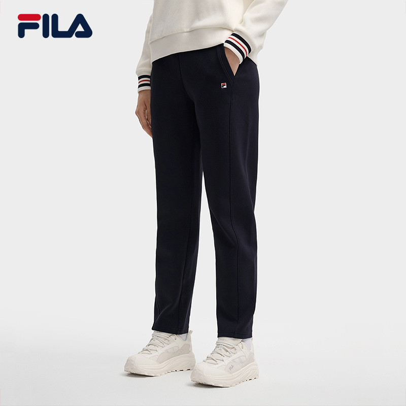 FILA 斐乐官方女士针织长裤2025冬季新款时尚休闲简约基础直筒裤