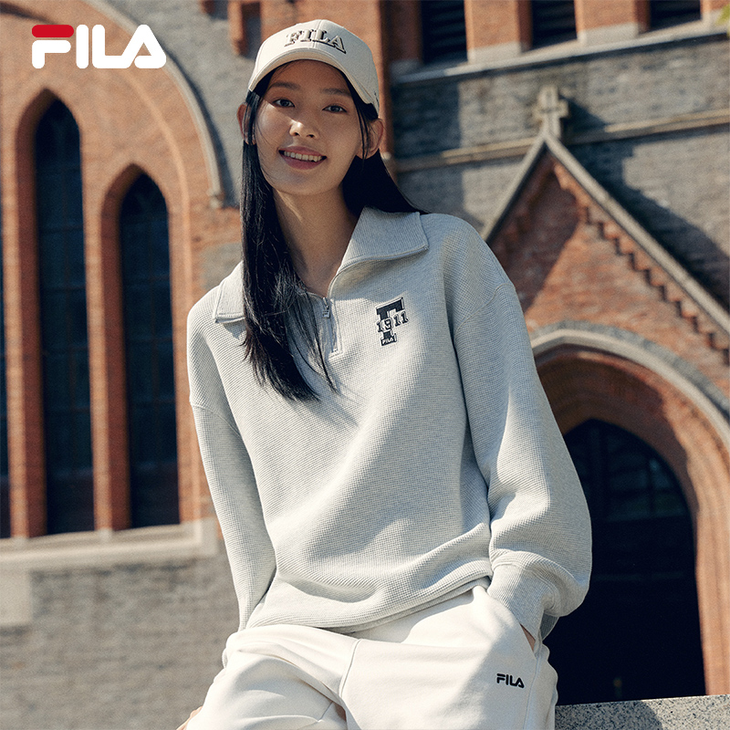 FILA斐乐情侣拉链翻领卫衣男女