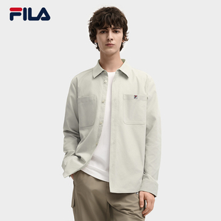 斐乐官方梭织长袖 时尚 衬衫 新款 简约休闲舒适运动上衣 男冬季 FILA