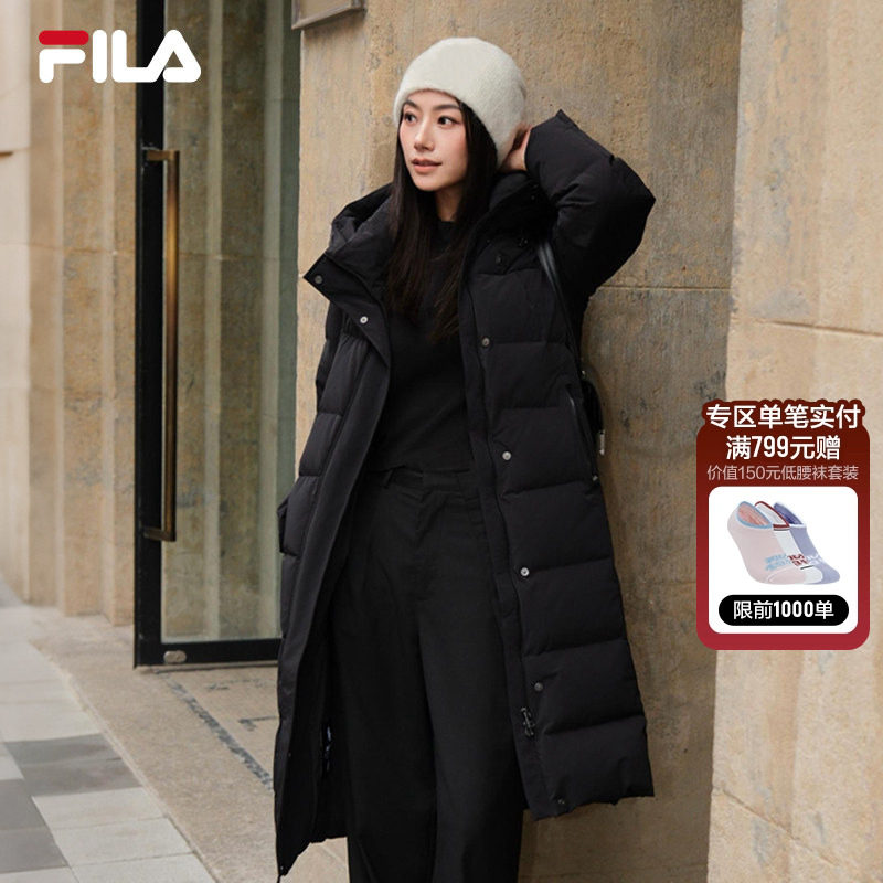 FILA 斐乐官方女士长款羽绒服2025冬季新款时尚休闲连帽保暖外套,运动服/休闲服装,运动羽绒服,淘宝优惠券,粉丝福利购,淘宝优惠卷