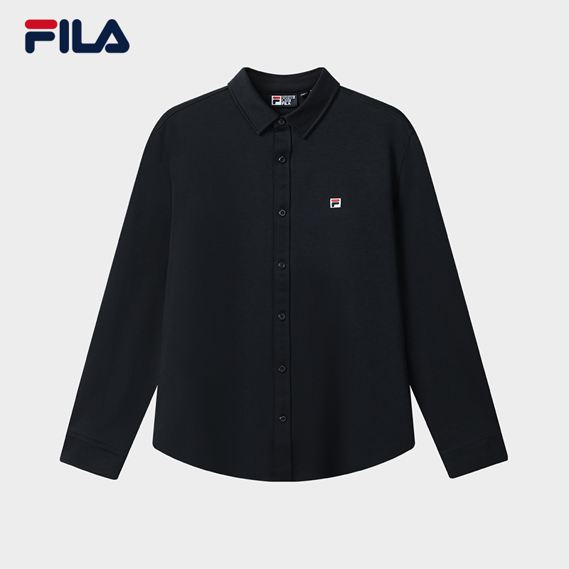 FILA 斐乐官方男子针织长袖上衣2025冬新款时尚休闲简约基础衬衫