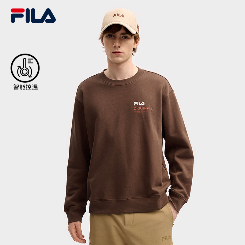 FILA 斐乐官方男子套头卫衣2025冬新款时尚休闲宽松纯棉针织上衣