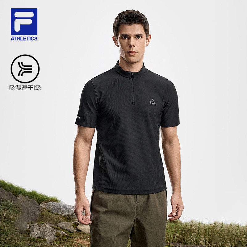 FILA 斐乐官方男子针织上衣2026春季新款户外运动吸湿速干短袖T恤