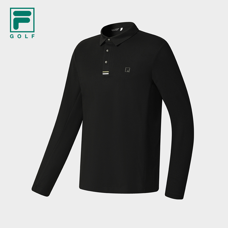 FILA 斐乐官方男子针织长袖POLO衫2025冬新款高尔夫运动基础上衣