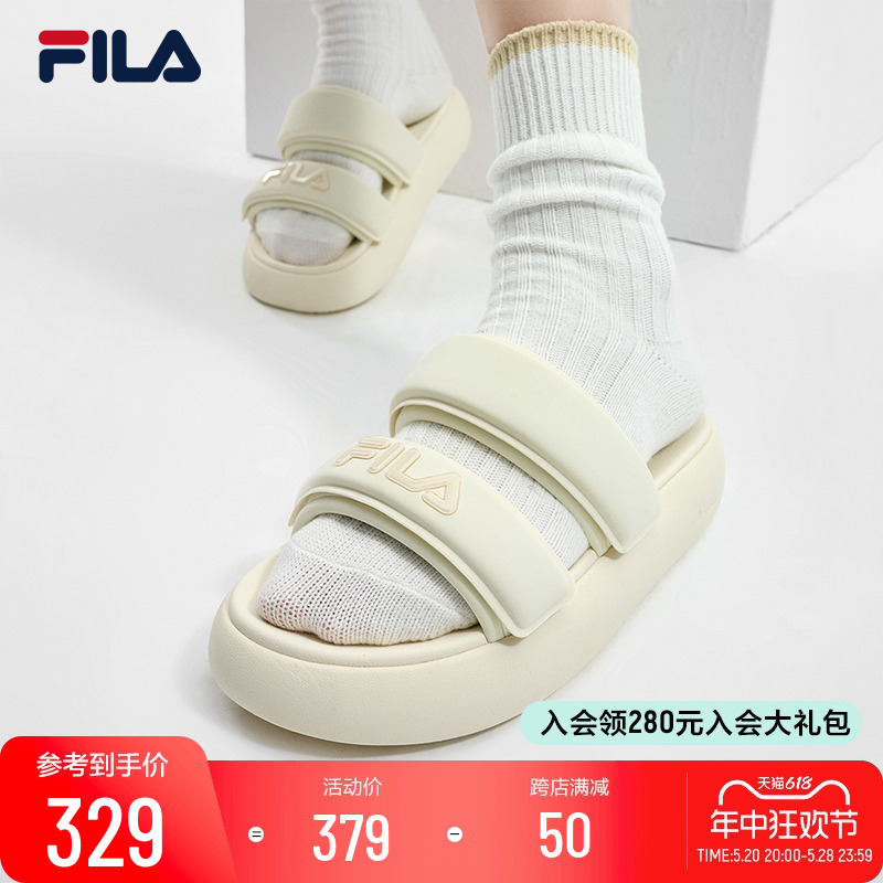 FILA 斐乐官方女鞋运动拖鞋沙滩鞋2024夏季凉拖魔术贴休闲甜甜圈 运动鞋new 运动拖鞋 原图主图