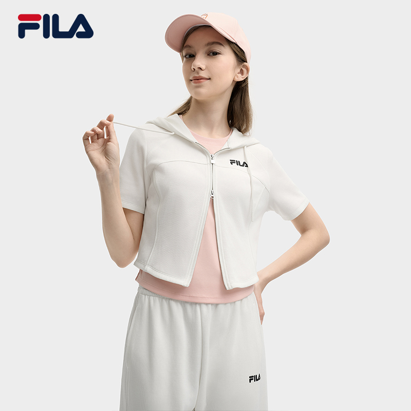 FILA斐乐女士针织短袖连帽外套