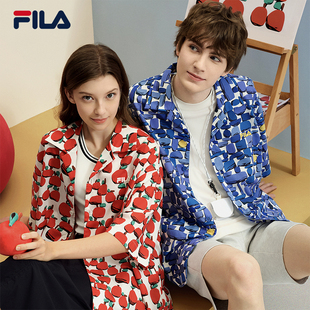 LAHAN 斐乐情侣款 新款 满印上衣 2025夏季 TIM 衬衫 FILA 梭织短袖