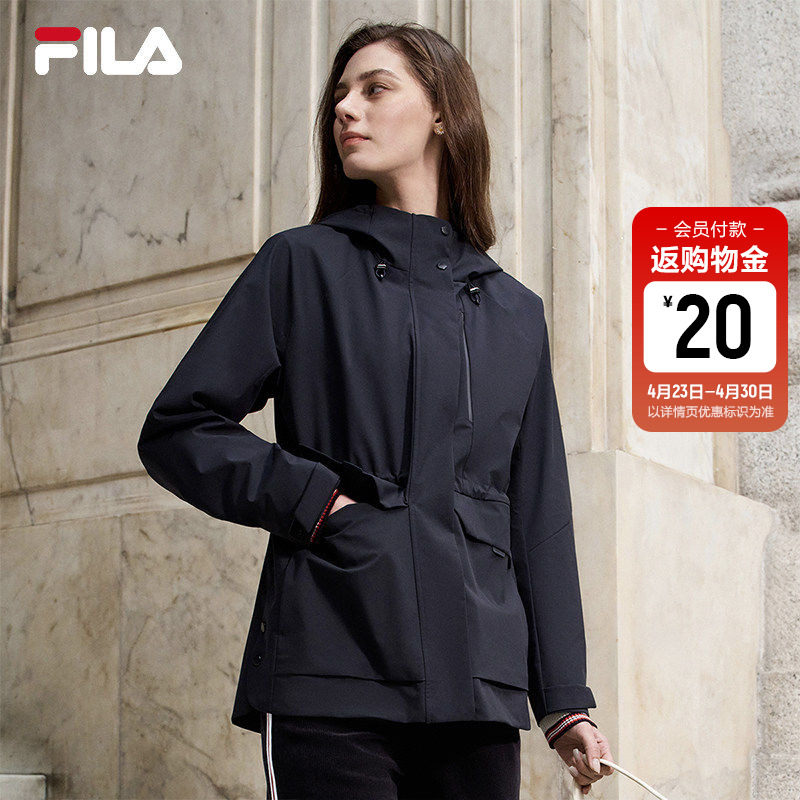 FILA 斐乐官方女士梭织外套2026春季新款休闲舒适防泼水连帽上衣