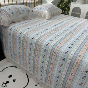 新款高温砂洗全棉双层纱大尺寸床盖三件套绗缝夹棉防滑纯棉床单