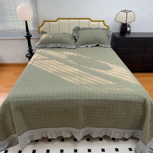 2026新款大尺寸色织全棉水洗棉砂洗床盖四件套绗缝夹棉防滑四季