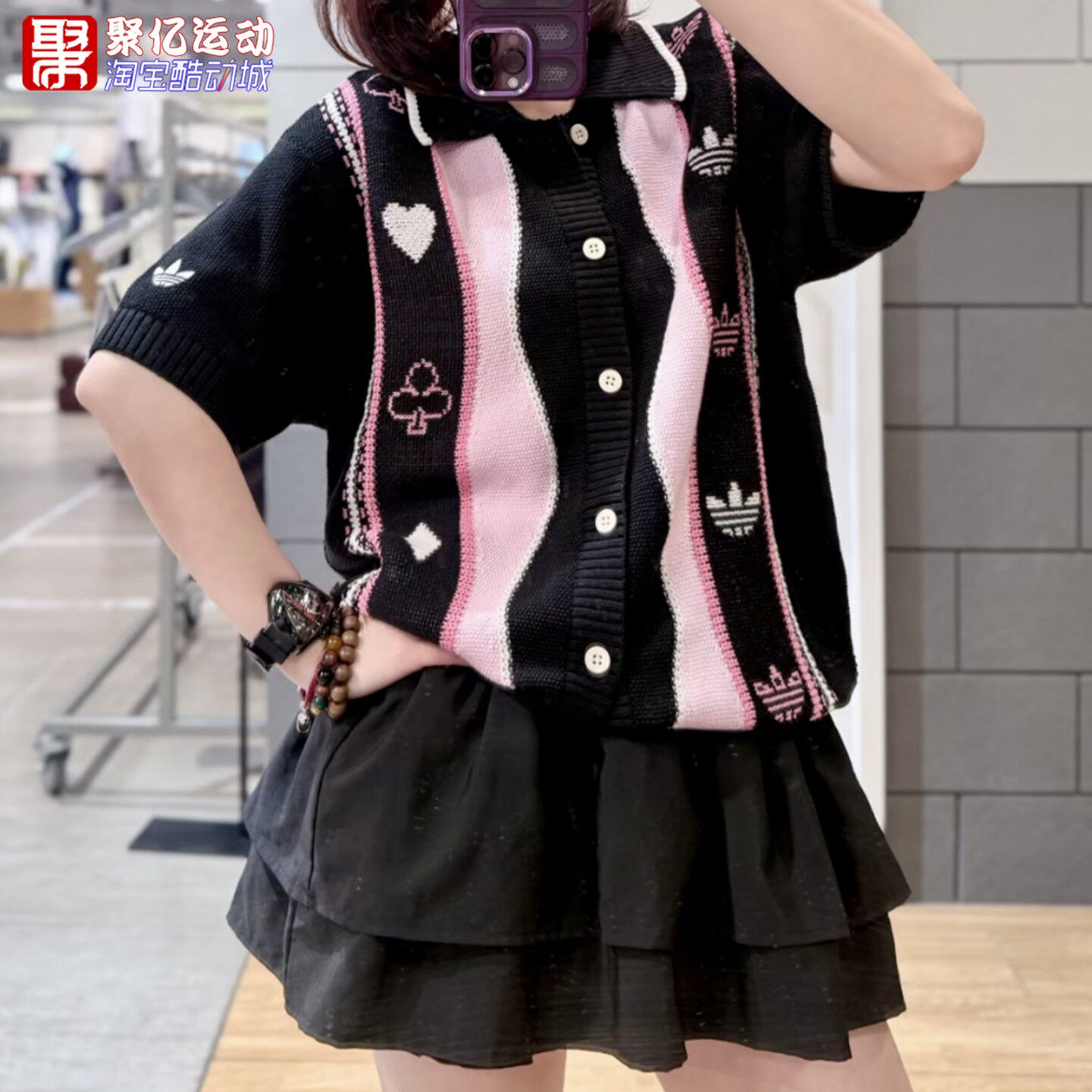 阿迪达斯三叶草男女2026新款迪士尼联名针织短袖开衫KY8309KY8310