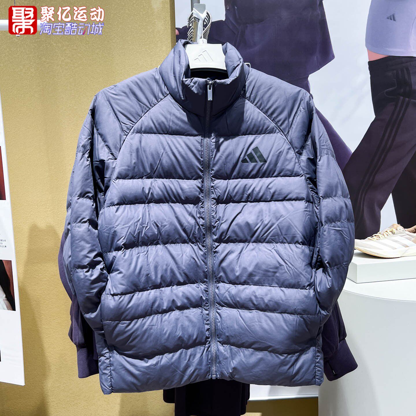 阿迪达斯男子2026冬新款户外防风保暖立领排骨棉服棉衣外套KS7700