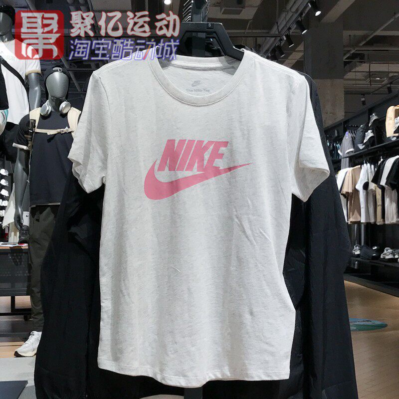 耐克女子2025夏季纯棉透气显瘦时尚印花运动短袖T恤衫 DX7907-052